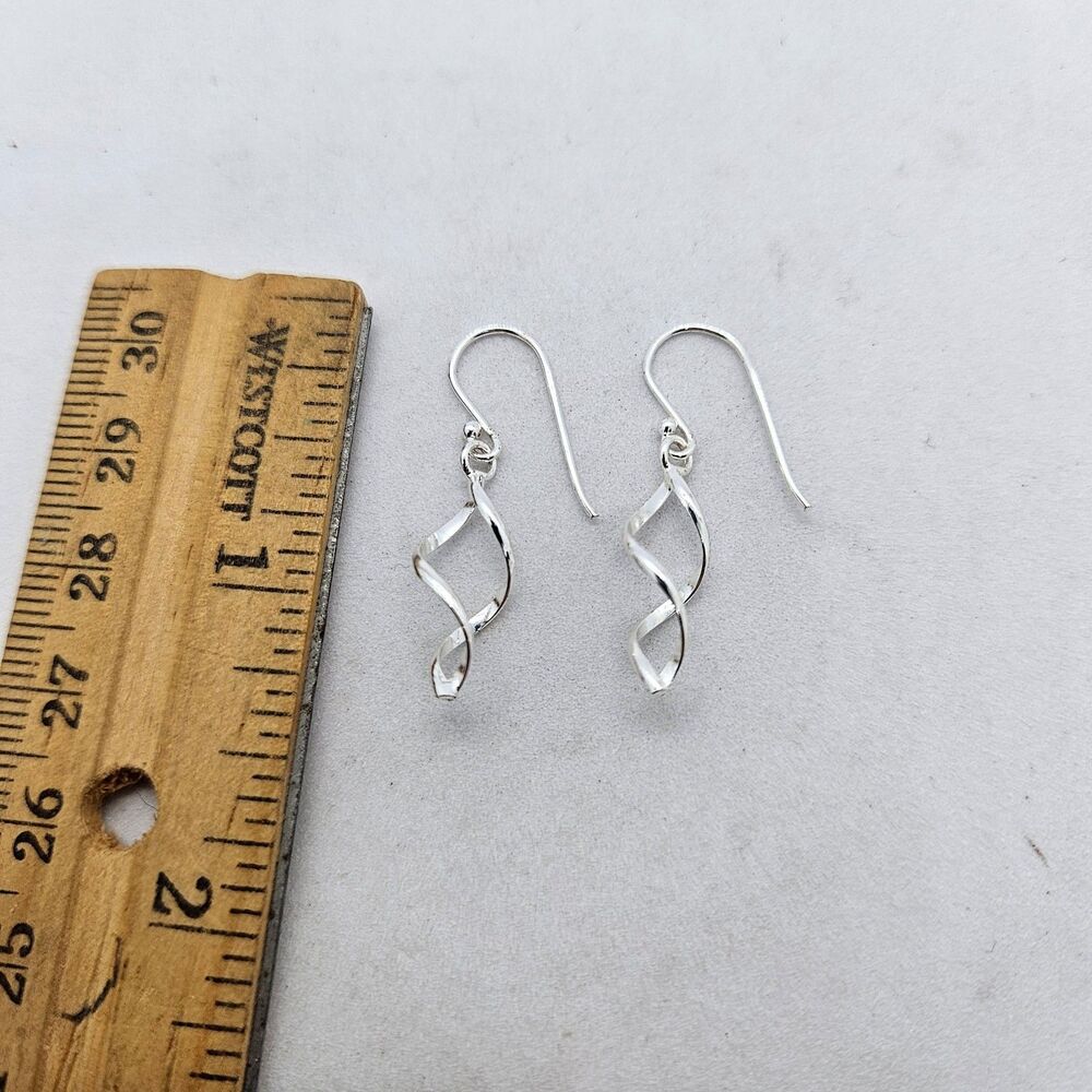 Sterling Silver Dangle Earrings Twisted Style 925